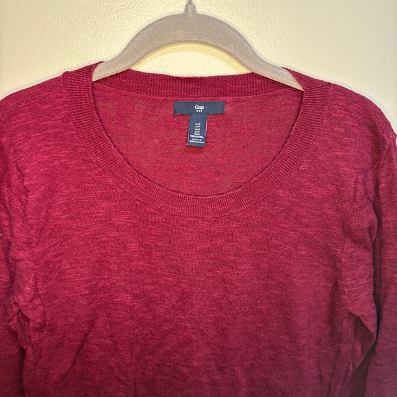 Gap Raspberry Pink Long Sleeve Knit Tunic Scoopneck Ribbed Hems Spring Small - Picture 8 of 8